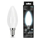 Лампа светодиодная Filament Свеча 9W 610lm 4100К Е14 milky LED 1/10/50 | 103201209 | Gauss