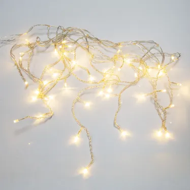 Гирлянда Айсикл (бахрома) светодиодная, 1,8 х 0,5 м, прозрачный провод, 230 В, диоды ТЕПЛЫЙ БЕЛЫЙ | 255-016 | NEON-NIGHT