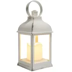 Декоративный фонарь со свечкой, белый корпус, размер 10.5х10.5х22,35 см, цвет ТЕПЛЫЙ БЕЛЫЙ | 513-054 | NEON-NIGHT