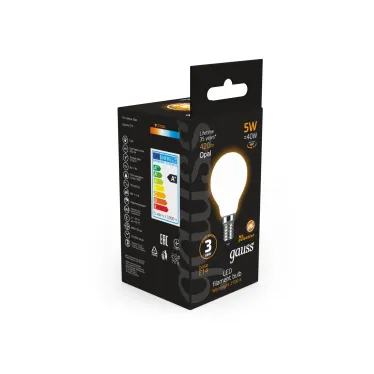 Лампа светодиодная Black LED Filament Шар OPAL E14 5W 420lm 2700K | 105201105 | Gauss