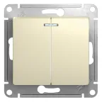 GLOSSA Выключатель двухклавишный с подсветкой в рамку бежевый сх.5а