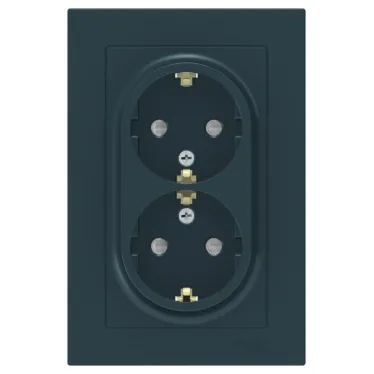 Розетка ATLASDESIGN двойная с заземлением со шторками 16А в сборе изумруд