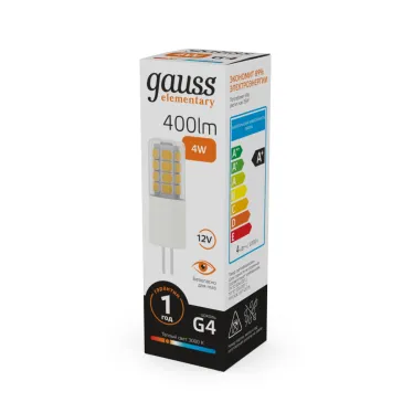 Лампа светодиодная Elementary G4 12V 4W 400lm 3000K керамика LED 1/10/200 | 10714 | Gauss