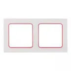 Стокгольм Рамка 2-местная белая с линией цвета красный