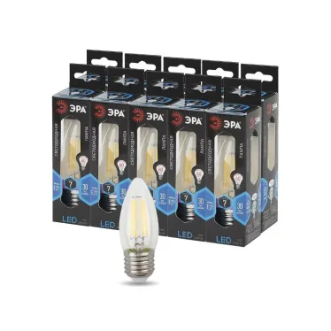Лампа светодиодная филаментная F-LED B35-7W-840-E27 (филамент, свеча, 7Вт, нейтр, E27 (10/100/2800)