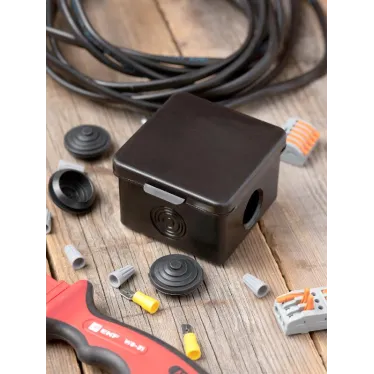 Коробка распаячная КМР-030-036, 4 мембранных ввода (65х65х50) чёрная