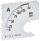 Шкала сменная для амперметра Э47 125/5А класс точности 1,5 72х72мм