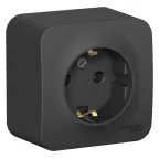 BLANCA Розетка наружная с заземлением без шторок с изолирующей пластиной, 16А, 250В, антрацит