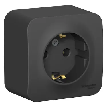 BLANCA Розетка наружная с заземлением без шторок с изолирующей пластиной, 16А, 250В, антрацит