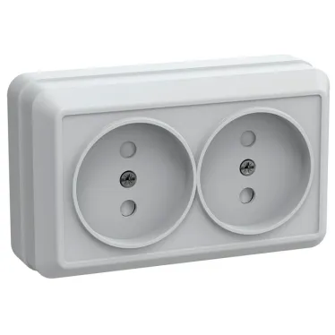Розетка двойная без заземления со шторками 10А