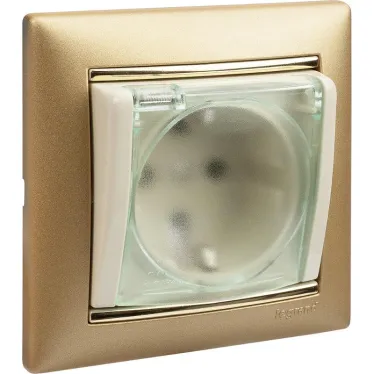 VALENA Розетка с заземлением со шторками с крышкой в рамку слоновая кость