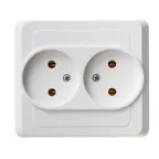 ЭТЮД Розетка двойная скрытая без заземления без шторок белая