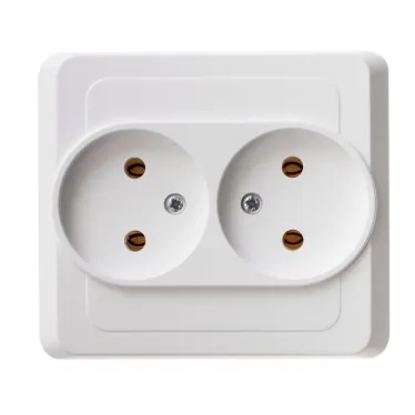 ЭТЮД Розетка двойная скрытая без заземления без шторок белая