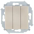 15 Выключатель трехклавишный, 10А, 250В, винтовой зажим, шампань