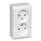 ЭТЮД Розетка двойная наружная без заземления без шторок белая