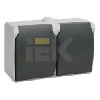 ФОРС Розетка двойная наружная с заземлением с крышкой IP54