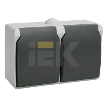 ФОРС Розетка двойная наружная с заземлением с крышкой IP54