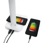 Светильник настольный светодиодный 25w 3000-6000К диммируемый с беспроводной зарядкой и USB порт складной белый