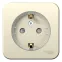 BLANCA Розетка наружная с заземление со шторками, (тонкая) с изолирующей пластиной 16А, 250В, молочный