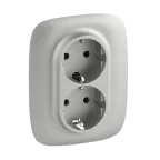 Valena ALLURE Розетка силовая двойная 2х2К+З 16А 250В с лицевой панелью со шторками безвинтовые зажимы алюминий