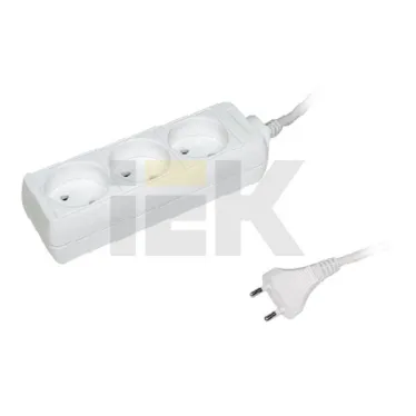 Удлинитель бытовой 3 розетки шнур 3м без заземления 10А