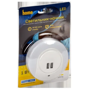 LIGHTING Светильник-ночник светодиодный 001 круг с USB разъемом и датчиком освещенности 220В IEK