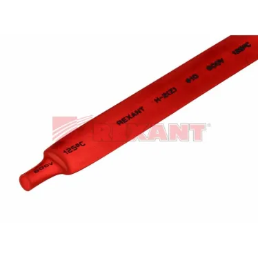 Термоусаживаемая трубка 10,0 5,0 мм, красная, упаковка 50 шт. по 1 м, REXANT