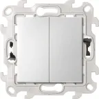 Двухклавишный выключатель 10AX 250В~ с системой Push@Go цвета алюминий S24 Harmonie