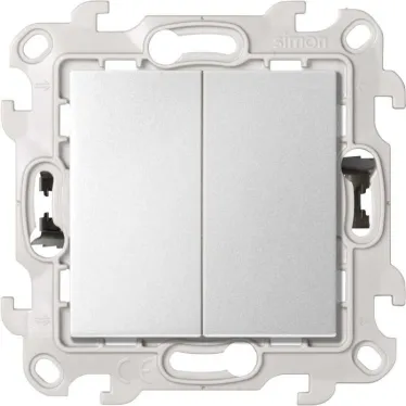 Двухклавишный выключатель 10AX 250В~ с системой Push@Go цвета алюминий S24 Harmonie