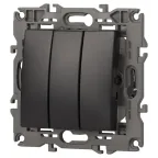 Выключатель тройной, 10АХ-250В, Эра Elegance, антрацит,14-1107-05