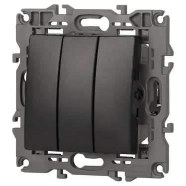 Выключатель тройной, 10АХ-250В, Эра Elegance, антрацит,14-1107-05