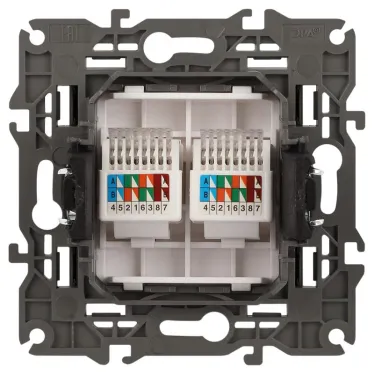 Розетка 2хRJ45, Эра Elegance, антрацит, 14-3108-05