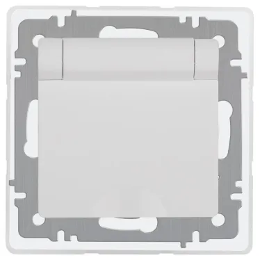 Розетка Intro Accent 6-209-01 , 2P+E Schuko с крышкой штор., 16А-250В, IP44, СУ, AL/CU, белый