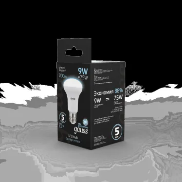 Лампа светодиодная LED 9 Вт 700 лм 4100К грибок R63 нейтральный E27 AC 220В Black Gauss