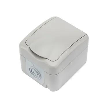 Розетка одноместная Mini OG IP54, с заземлением, о/у, серая