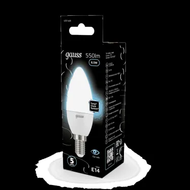 Лампа светодиодная LED 6.5 Вт 550 лм 4100К свеча нейтральный E14 AC 220В Black Gauss