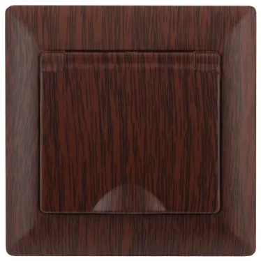 Розетка Intro Solo 4-203-10 с заземлением 2P+E Schuko с крышкой, 16А-250В, IP20, СУ, венге