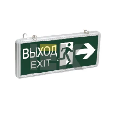 Указатель аварийный светодиодный ССА1003 ВЫХОД-EXIT стрелка/фигура двусторонний 3Вт 1,5ч постоянный подвесной  IP20 | LSSA0-1003-003-K03 | IEK