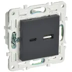 SKANDY Розетка USB A+C 3,1А SK-R14G графит IEK