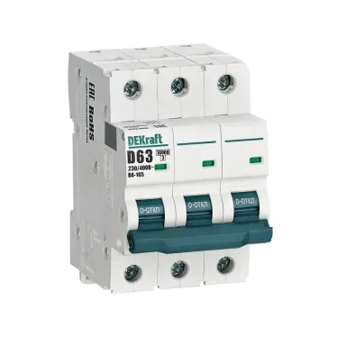 Выключатель автоматический 3P кривая D 63A 10кА ВА-105