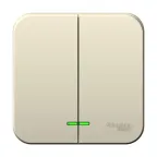 Выключатель наружный двухклавишный BLANCA (cх.5) с подсвет, 10A, 250B, молочный