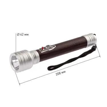 Фонарик карманный на батарейках 3хАА, экокожа, 2 режима, подарочная упаковка MB-903 Авиатор