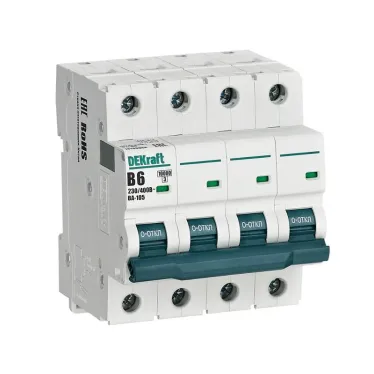 Выключатель автоматический 4P кривая B 6A 10кА ВА-105