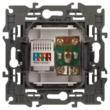 Розетка RJ45+TV, Эра Elegance, антрацит, 14-3110-05