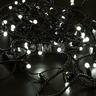 Гирлянда Нить 10м, постоянное свечение, черный ПВХ, 230В, цвет: Белый | 305-175 | NEON-NIGHT