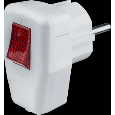 Вилка угловая с/з выкл.16А белая Navigator