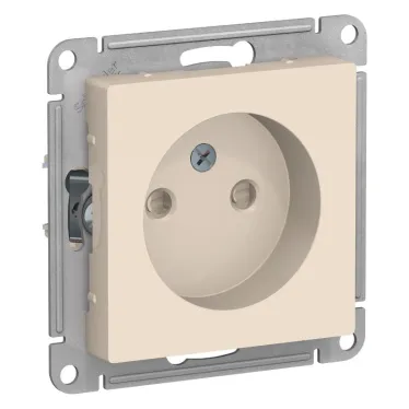 Розетка ATLASDESIGN без заземления со шторками 16А механизм бежевый