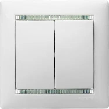 VALENA Выключатель двухклавишный в рамку белый