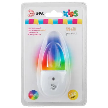 Ночник - светильник светодиодный в розетку с датчиком освещенности белый NN-618-LS-W ЭРА