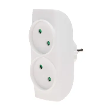 Двойник электрический 10А вертикальный без заземления, белый